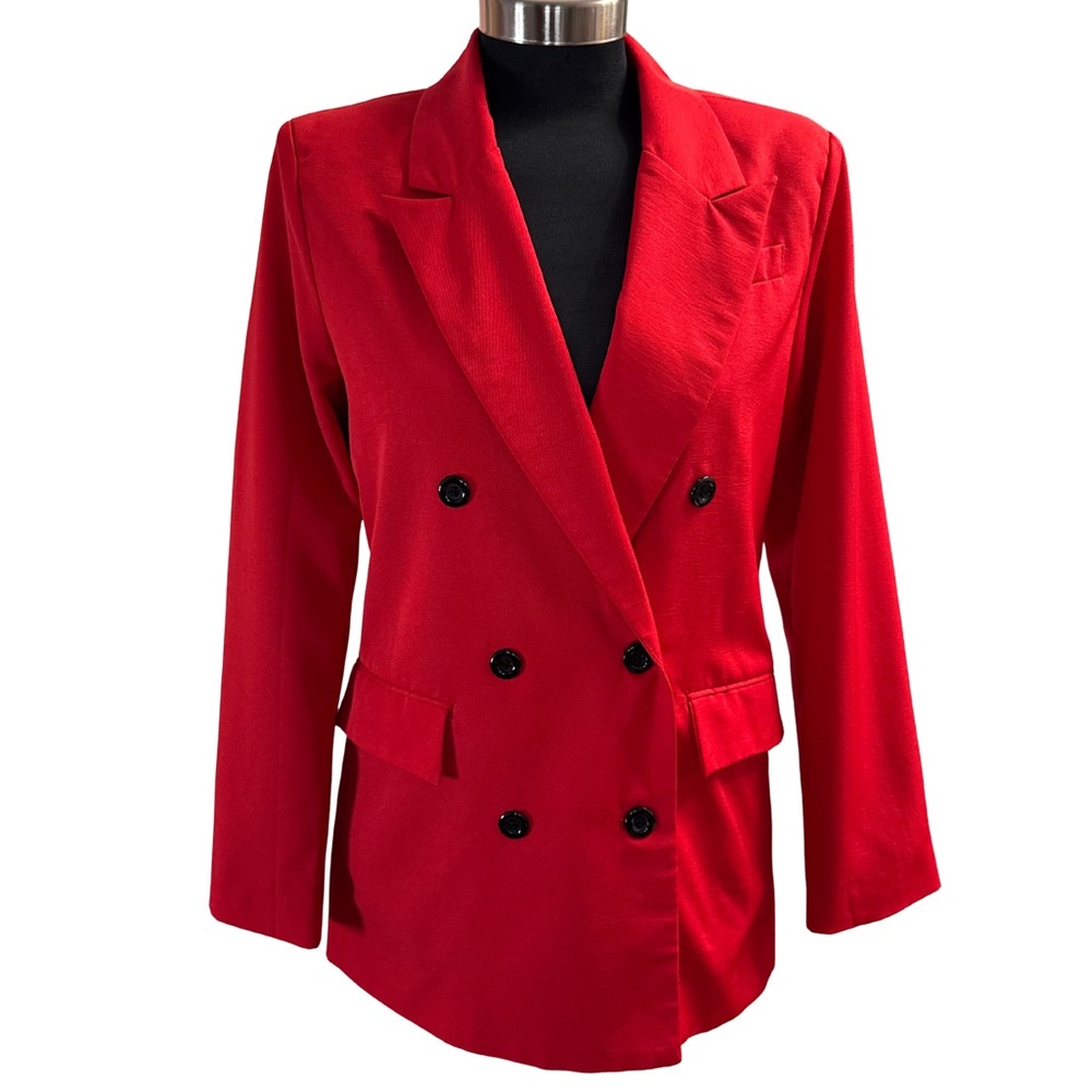 Stylish Red Double-Breasted Blazer | Size Small